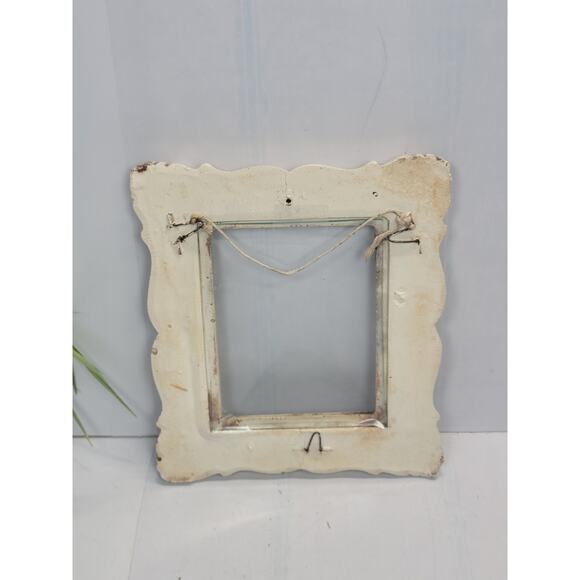 Vintage Ceramic Ornate Picture Frame, Convex Glass Cream - Picture 3 of 5